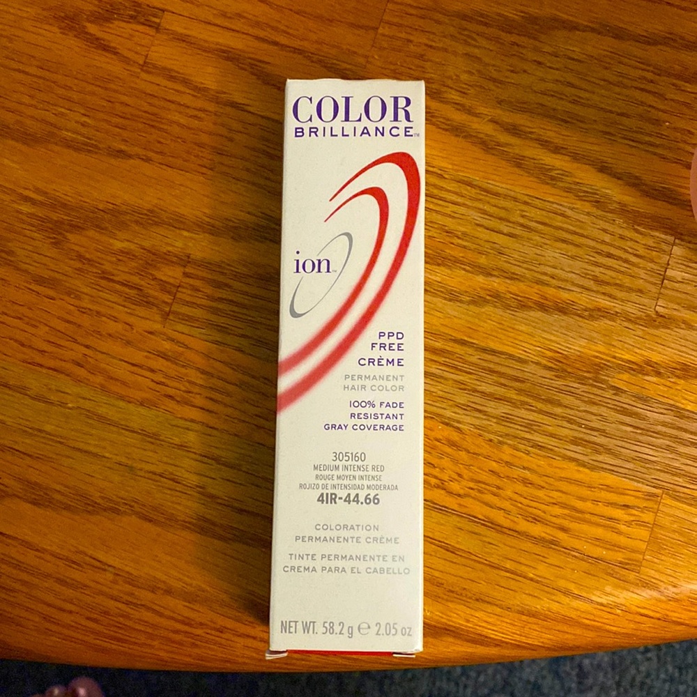 Medium intense red hair dye.